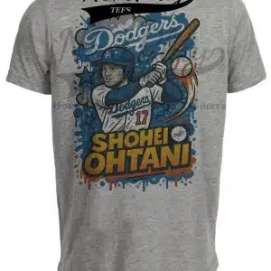 Los Angeles Dodgers Shohei Ohtani HR Exclusive Caricature Baseball Artwork Heather Gray Sublimated T-Shirt