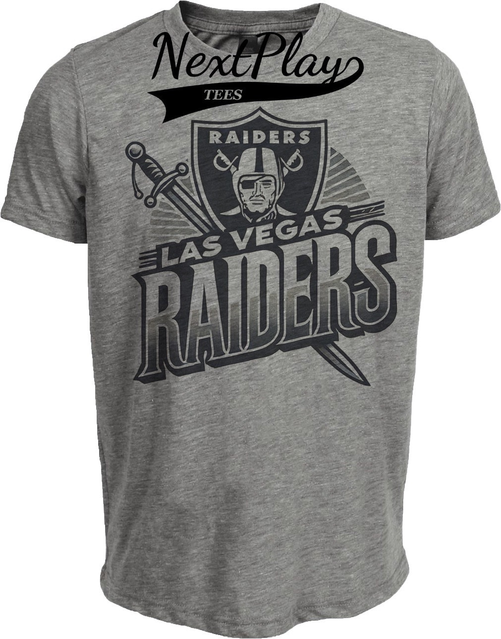 Las Vegas Raiders Exclusive Retro Throwback Football Artwork Heather Gray Sublimated T-Shirt