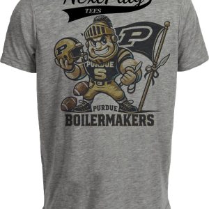 Purdue Boilermakers Exclusive Retro Football Flag Artwork Heather Gray Sublimated T-Shirt