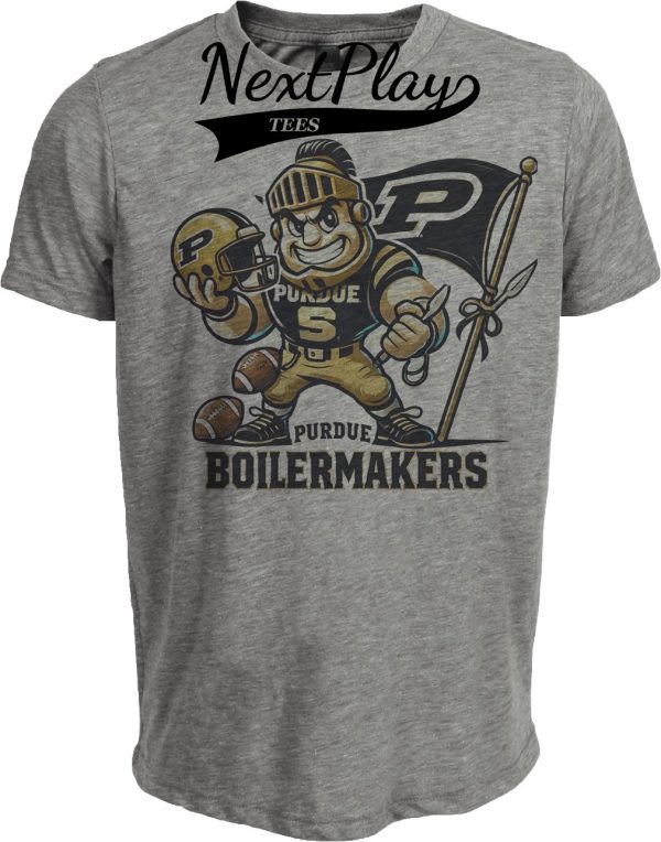 Purdue Boilermakers Exclusive Retro Football Flag Artwork Heather Gray Sublimated T-Shirt
