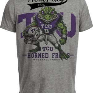 TCU Horned Frogs Exclusive Retro Football Helmet Artwork Heather Gray Sublimated T-Shirt