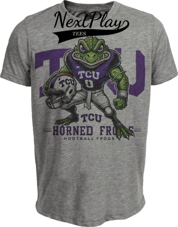 TCU Horned Frogs Exclusive Retro Football Helmet Artwork Heather Gray Sublimated T-Shirt