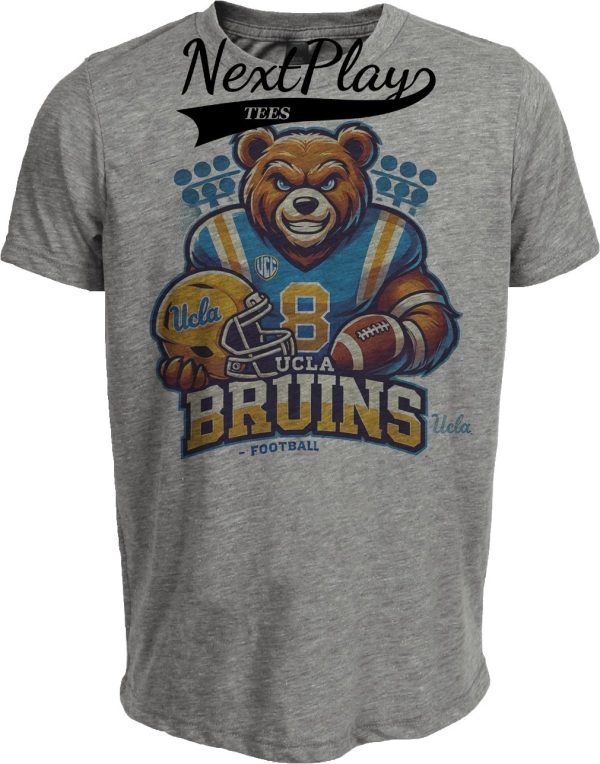 UCLA Bruins Exclusive Retro Football Artwork Heather Gray Sublimated T-Shirt