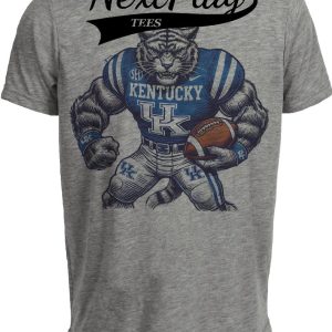 Kentucky Wildcats Exclusive Retro Football UK Artwork Heather Gray Sublimated T-Shirt