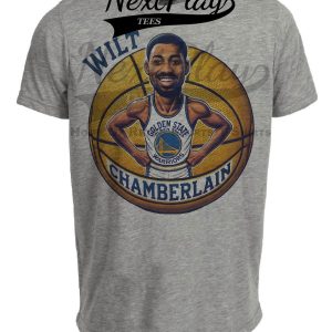Golden State Warriors Wilt Chamberlain Exclusive Retro Basketball Artwork Heather Gray Sublimated T-Shirt
