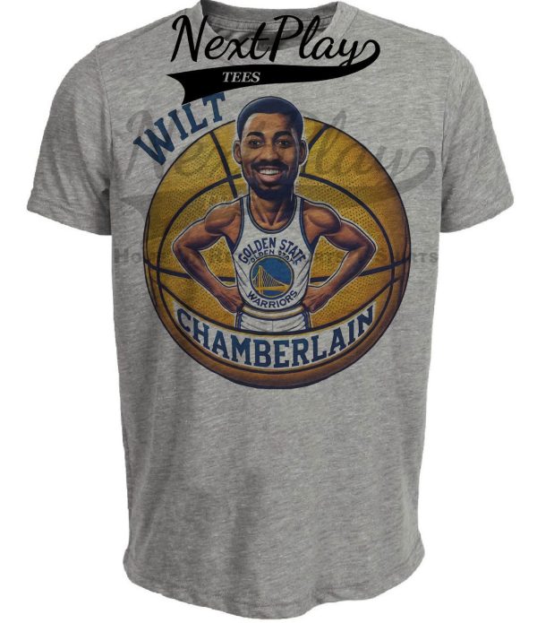 Golden State Warriors Wilt Chamberlain Exclusive Retro Basketball Artwork Heather Gray Sublimated T-Shirt
