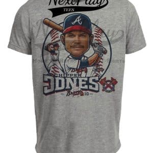 Atlanta Braves Chipper Jones Exclusive Retro Baseball Artwork Heather Gray Sublimated T-Shirt