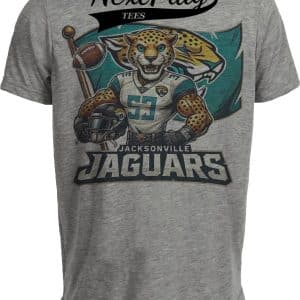 Jacksonville Jaguars Exclusive Retro Football Flag Artwork Heather Gray Sublimated T-Shirt