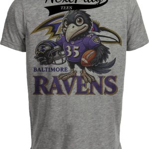 Baltimore Ravens Exclusive Retro Football Helmet Artwork Heather Gray Sublimated T-Shirt