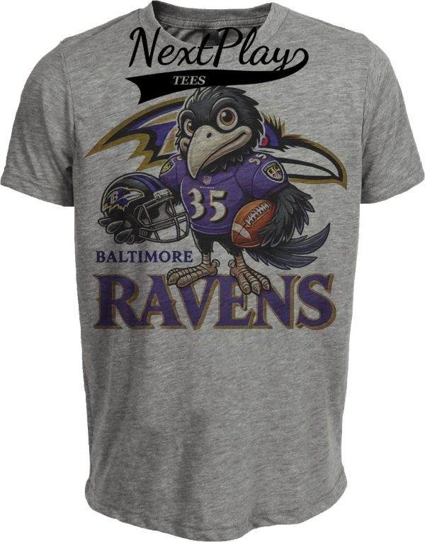 Baltimore Ravens Exclusive Retro Football Helmet Artwork Heather Gray Sublimated T-Shirt