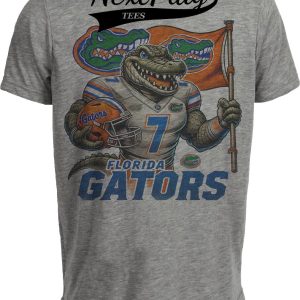 Florida Gators Exclusive Retro Football Flag Artwork Heather Gray Sublimated T-Shirt