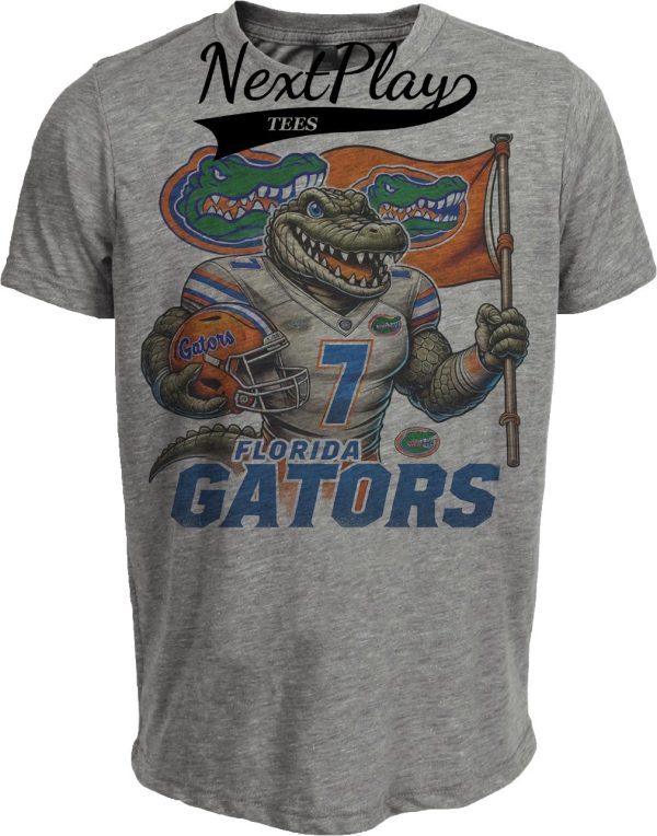 Florida Gators Exclusive Retro Football Flag Artwork Heather Gray Sublimated T-Shirt