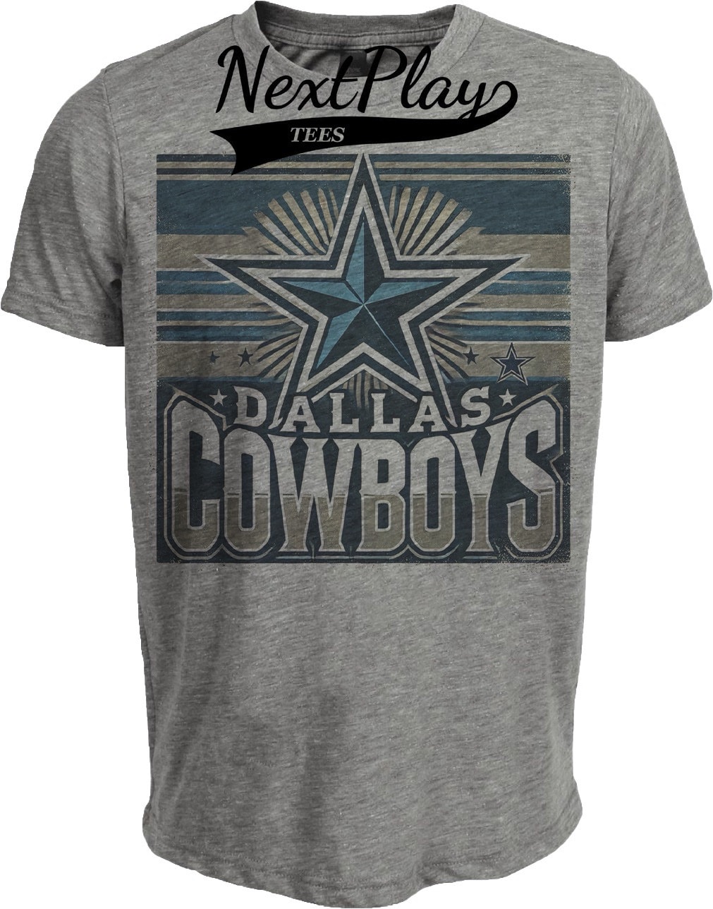 Dallas Cowboys Exclusive Retro Timeless Throwback Football Artwork Heather Gray Sublimated T-Shirt