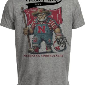 Nebraska Cornhuskers Exclusive Retro Football Flag Artwork Heather Gray Sublimated T-Shirt