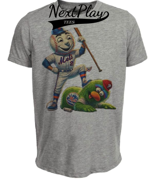 New York Mets vs. Philadelphia Phillies Exclusive Retro Rivals Baseball Artwork Heather Gray Sublimated T-Shirt