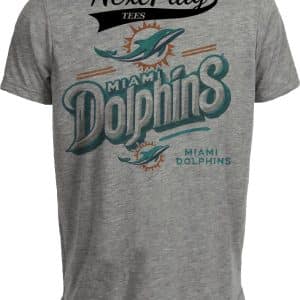 Miami Dolphins Exclusive Retro Classic Football Artwork Heather Gray Sublimated T-Shirt