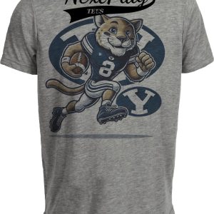 BYU Cougars Exclusive Brigham Young Retro Football Artwork Heather Gray Sublimated T-Shirt