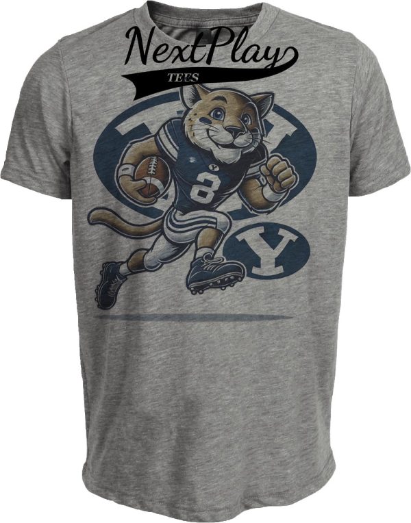 BYU Cougars Exclusive Brigham Young Retro Football Artwork Heather Gray Sublimated T-Shirt