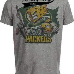 Green Bay Packers Exclusive Retro Football Flag Artwork Heather Gray Sublimated T-Shirt