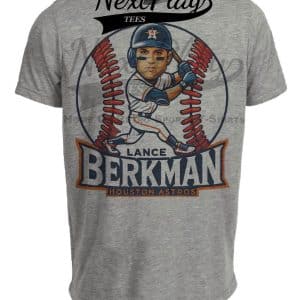 Houston Astros Lance Berkman Exclusive Retro Baseball Artwork Heather Gray Sublimated T-Shirt