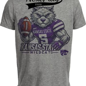 Kansas State Wildcats Exclusive Retro Football Artwork Heather Gray Sublimated T-Shirt