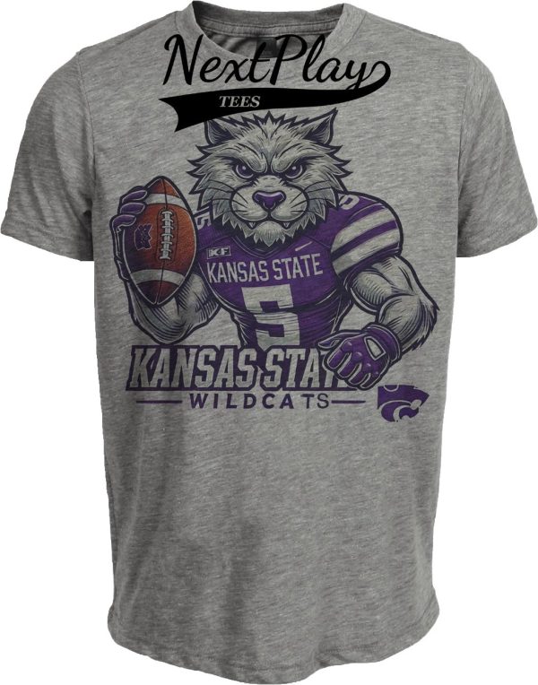 Kansas State Wildcats Exclusive Retro Football Artwork Heather Gray Sublimated T-Shirt