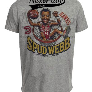 Atlanta Hawks Spud Webb Exclusive Retro Basketball 1986 Artwork Heather Gray Sublimated T-Shirt