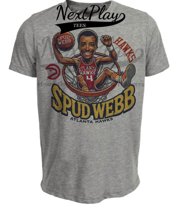 Atlanta Hawks Spud Webb Exclusive Retro Basketball 1986 Artwork Heather Gray Sublimated T-Shirt