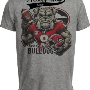 Georgia Bulldogs UGA Exclusive Retro Football Mascot Artwork Heather Gray Sublimated T-Shirt