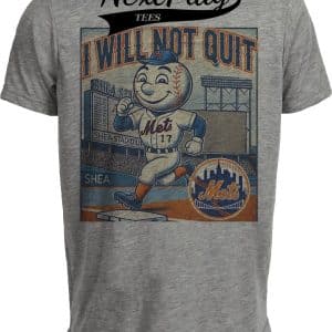 New York Mets Exclusive Mr. Met Bases Retro Baseball Artwork Heather Gray Sublimated T-Shirt