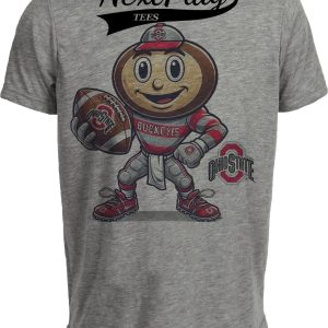 Ohio State Buckeyes Exclusive Retro Football Brutus Mascot Artwork Heather Gray Sublimated T-Shirt