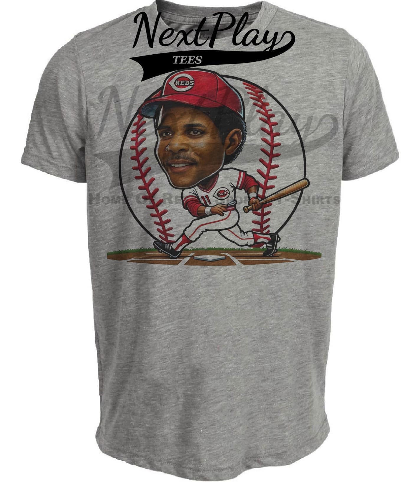 Cincinnati Reds Barry Larkin Captain Exclusive Retro Baseball Artwork Heather Gray Sublimated T-Shirt