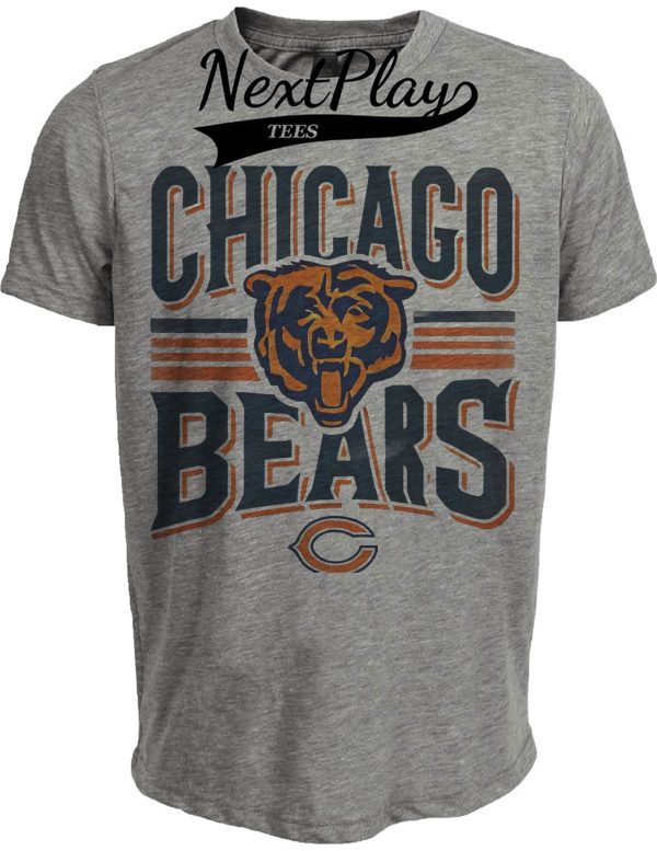 Chicago Bears Exclusive Retro Football Team Artwork Heather Gray Sublimated T-Shirt