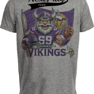 Minnesota Vikings Exclusive Retro Football Flag Artwork Heather Gray Sublimated T-Shirt