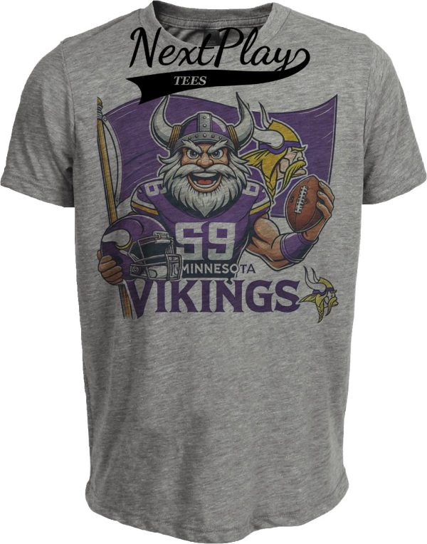 Minnesota Vikings Exclusive Retro Football Flag Artwork Heather Gray Sublimated T-Shirt