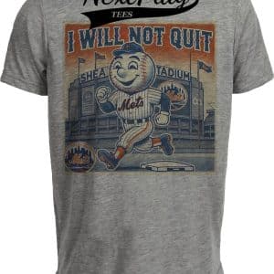 New York Mets Exclusive Mr. Met I Will Not Quit Retro Baseball Artwork Heather Gray Sublimated T-Shirt