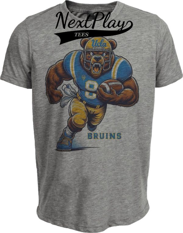UCLA Bruins Exclusive Retro Joe Bruin Football Artwork Heather Gray Sublimated T-Shirt