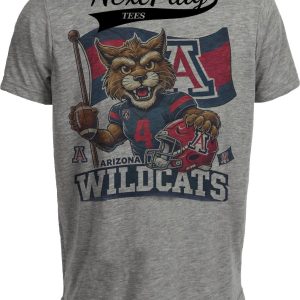 Arizona Wildcats Exclusive Retro Football Flag Artwork Heather Gray Sublimated T-Shirt