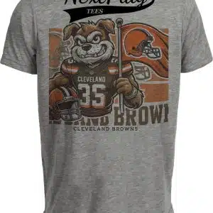 Cleveland Browns Exclusive Retro Dog Pound Football Flag Artwork Heather Gray Sublimated T-Shirt