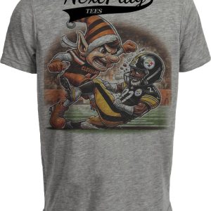 Cleveland Browns vs. Pittsburgh Steelers Exclusive Retro Rivalries Football Intimidating Artwork Heather Gray Sublimated T-Shirt