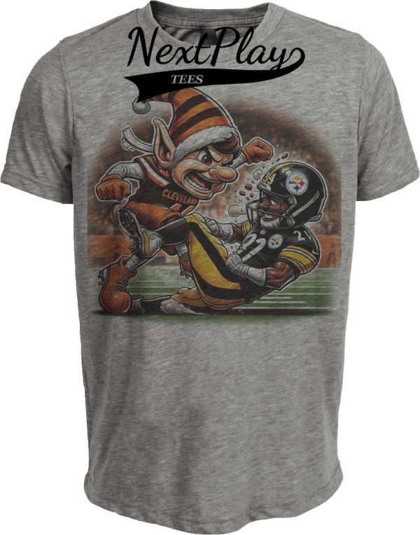 Cleveland Browns vs. Pittsburgh Steelers Exclusive Retro Rivalries Football Intimidating Artwork Heather Gray Sublimated T-Shirt