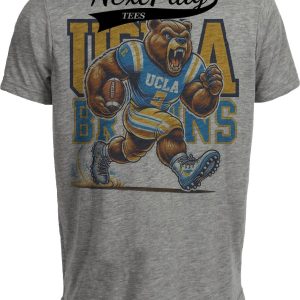UCLA Bruins Exclusive Retro Football Mascot Artwork Heather Gray Sublimated T-Shirt