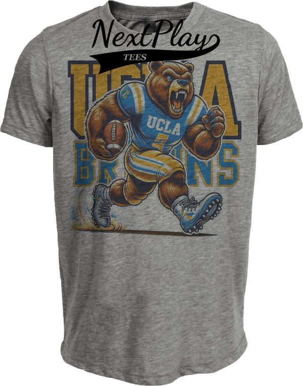 UCLA Bruins Exclusive Retro Football Mascot Artwork Heather Gray Sublimated T-Shirt