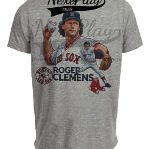 Boston Red Sox Roger Clemens Exclusive Retro Baseball 1985 Artwork Heather Gray Sublimated T-Shirt