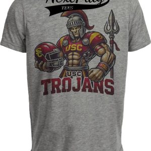 USC Trojans Exclusive Retro Football Helmet Artwork Heather Gray Sublimated T-Shirt