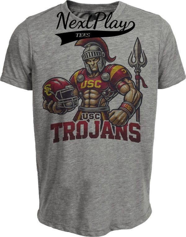 USC Trojans Exclusive Retro Football Helmet Artwork Heather Gray Sublimated T-Shirt