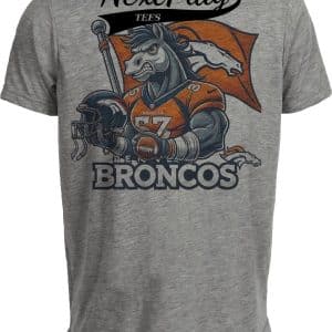 Denver Broncos Exclusive Retro Football Flag Artwork Heather Gray Sublimated T-Shirt