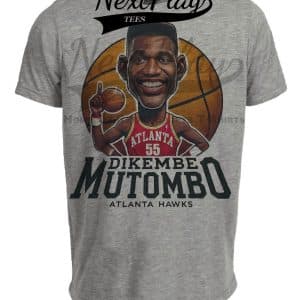 Atlanta Hawks Dikembe Mutombo Exclusive Retro Basketball Artwork Heather Gray Sublimated T-Shirt