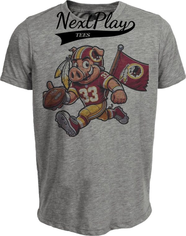 Washington Redskins Exclusive Retro Football Mascot 1981 Artwork Heather Gray Sublimated T-Shirt