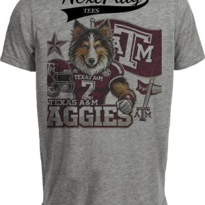 Texas A&M Aggies Exclusive Retro Football Flag Artwork Heather Gray Sublimated T-Shirt